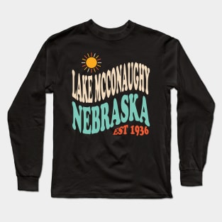 Lake McConaughy Nebraska Retro Typography Long Sleeve T-Shirt